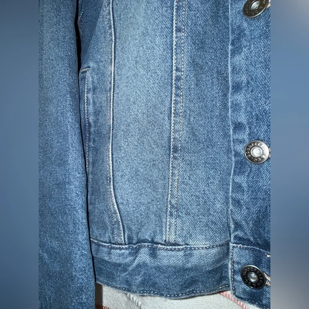 Goodfellow & Co Blue Denim Jacket with Tan Collar and Lining - Picture 4 of 14